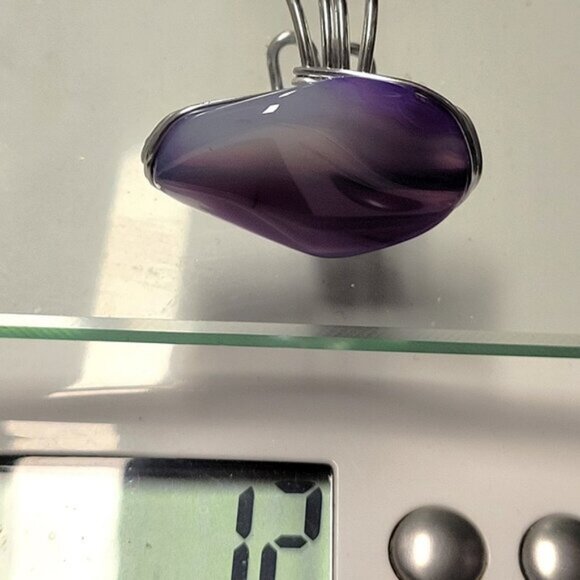 Purple Agate Ring Adjustable Band Handmade Semi Precious Ring - Picture 9 of 9